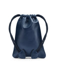 Navy Leather Drawstring Coin Pouch