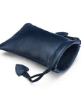 Navy Leather Drawstring Coin Pouch