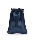 Navy Leather Drawstring Coin Pouch