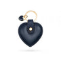 Leather heart shaped key ring, navy, front