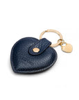 Leather heart shaped key ring, navy, back