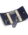 Key wallet with detachable key fob, navy, open