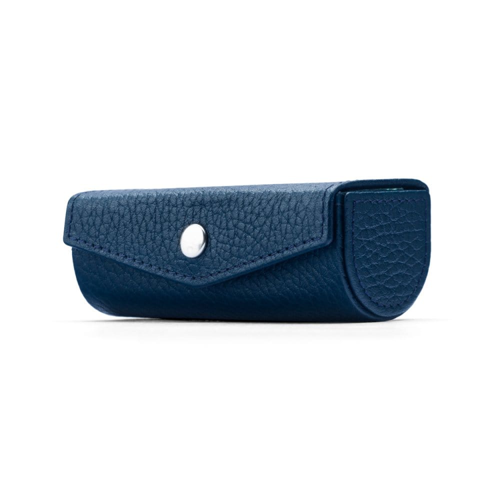 Leather lipstick case. navy, front