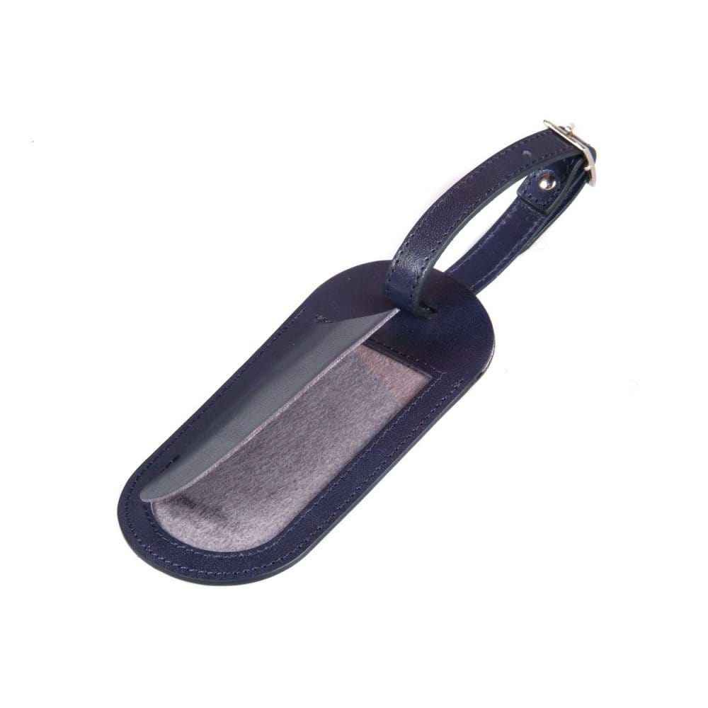 Leather luggage tag, navy