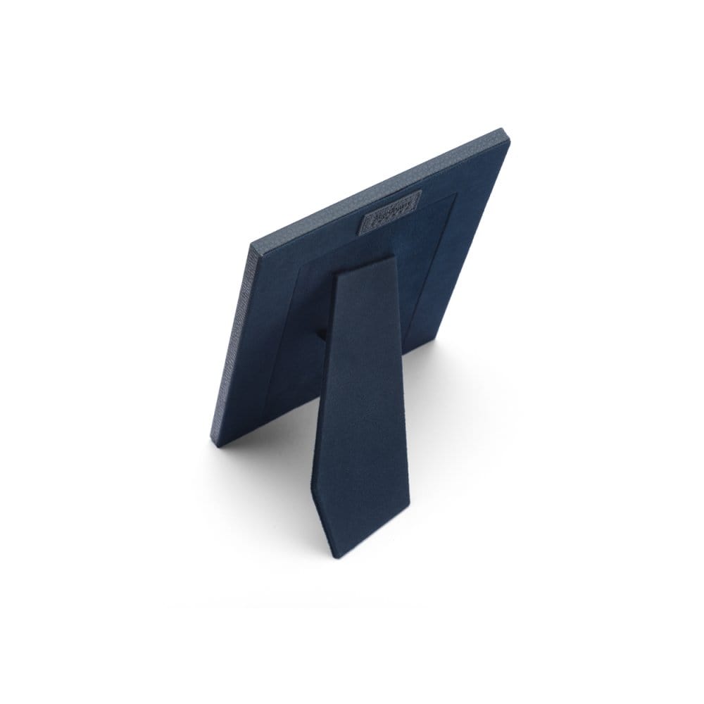 Leather photo frame, navy, 6x4", back