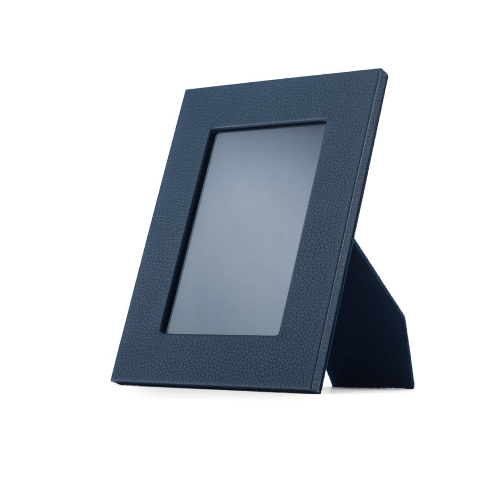 Leather photo frame, navy, 8x6", front