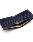 Men's leather billfold wallet, navy, inside