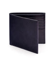 Men's leather billfold wallet, navy, front