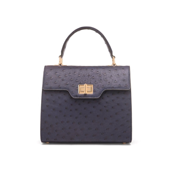 Genuine Ostrich Leather Morgan Bag - Blue