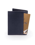 RFID leather wallet with 4 CC, navy, back