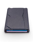 RFID pop-up credit card case, navy, top view