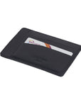 Flat leather credit card holder, navy, back