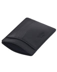 Flat leather credit card holder, navy, open