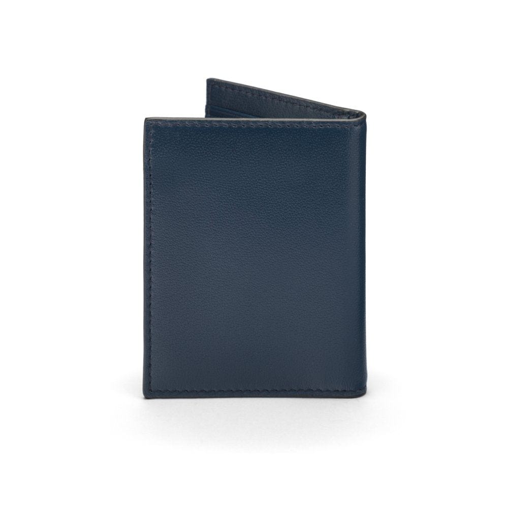 Navy Bi-Fold Soft Leather Credit Card Case with RFID Protection