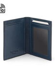 RFID Credit Card Wallet in navy leather, inside view