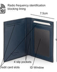 RFID Credit Card Wallet in navy leather, features