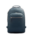 Men's leather 15" laptop backpack, navy pebble grain, front