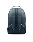 Men's leather 15" laptop backpack, navy pebble grain, back