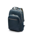 Men's leather 15" laptop backpack, navy pebble grain, side