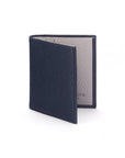 RFID leather wallet with 4 CC, navy with grey, front