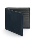 Soft leather wallet with RFID blocking, navy with grey, front