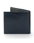 Soft leather wallet with RFID blocking, navy with grey, back