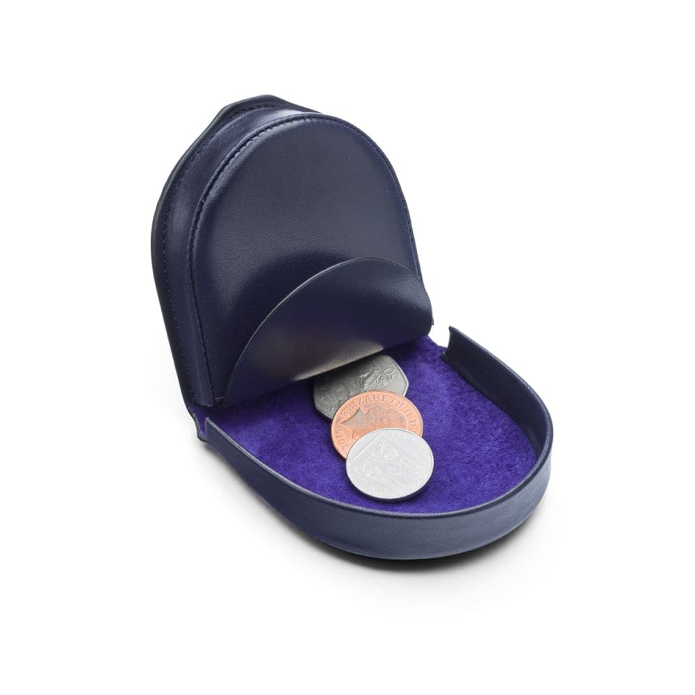 Leather Horseshoe Coin Purse, Navy Coin Purse SageBrown