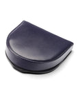 Leather horseshoe coin purse, navy, front