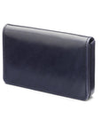 Leather business card holder with magnetic closure, navy, front