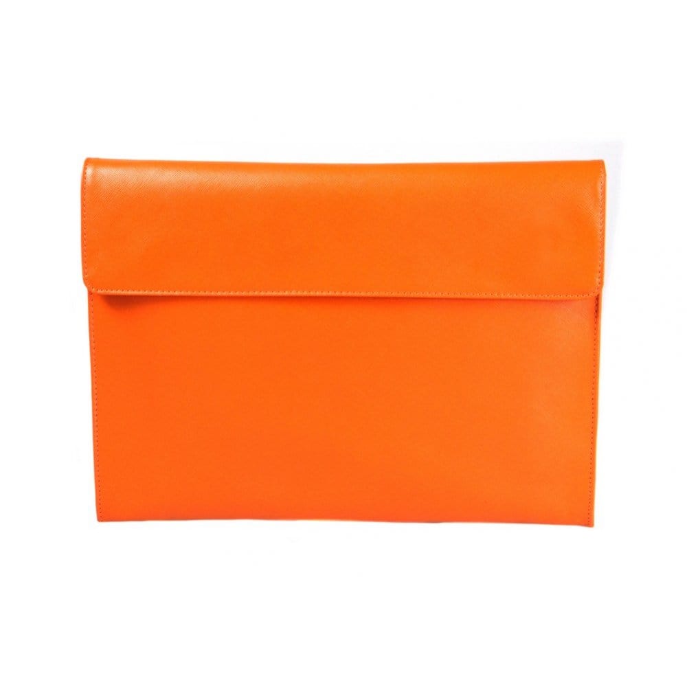 Leather A4 envelope folder, orange, front