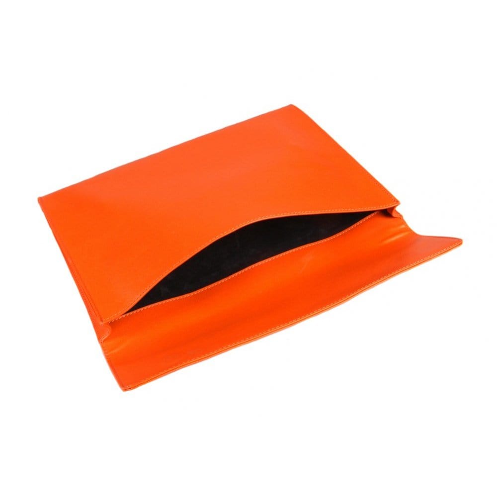 Leather A4 envelope folder, orange, inside