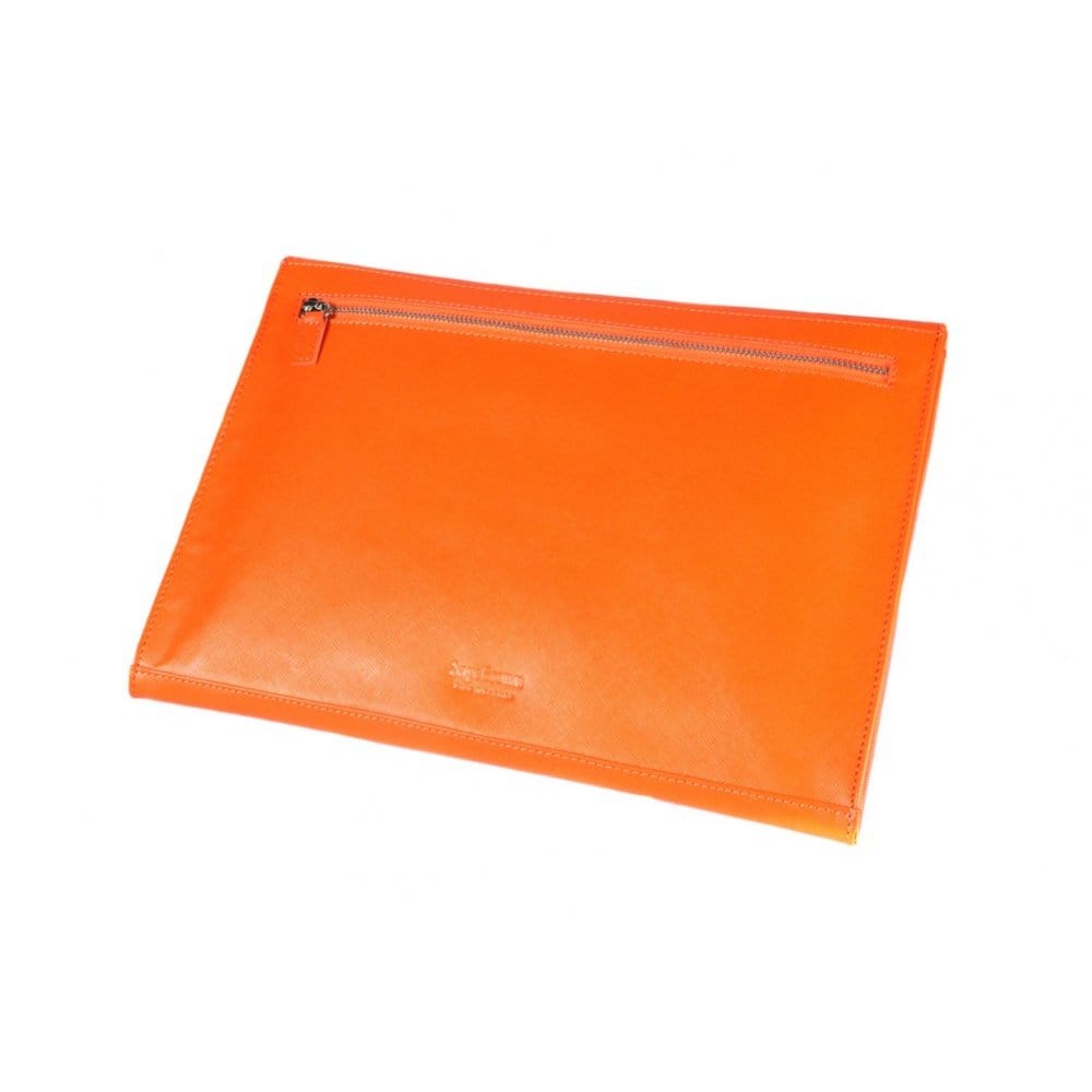 Leather A4 envelope folder, orange, back