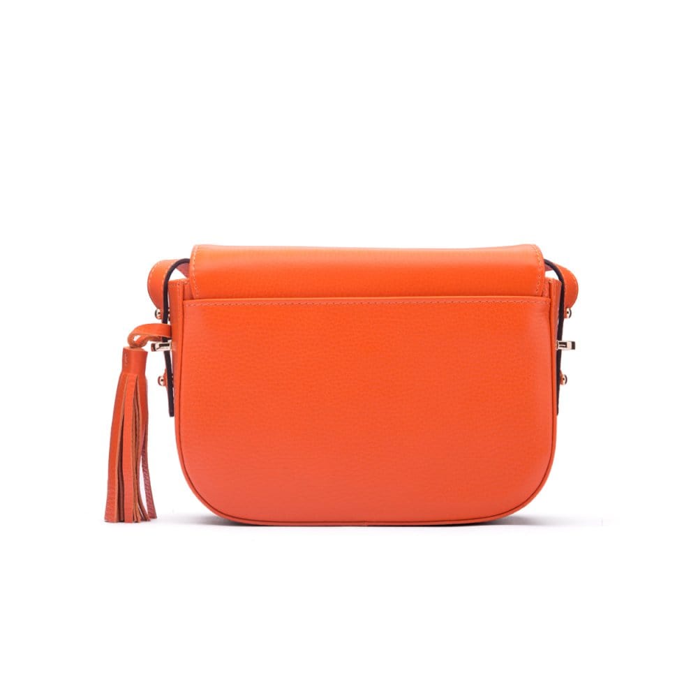 Leather saddle bag, orange, back