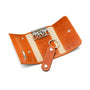 Key wallet with detachable key fob, orange croc, open