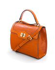 Leather signature Morgan bag, orange croc, side view