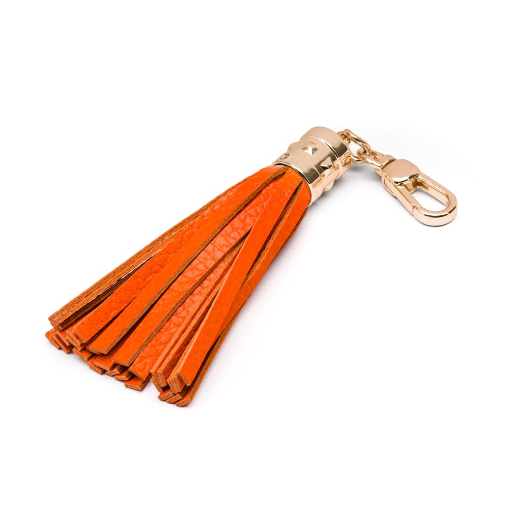 Decorative leather tassel, orange