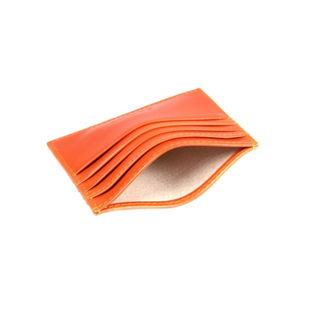 Orange Flat Leather 8 Credit Card Wallet