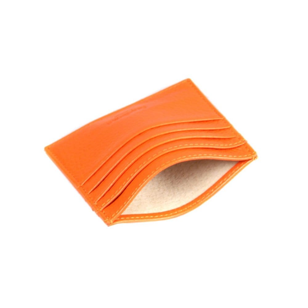 Orange Full Grain Flat Leather 8 Credit Card Wallet