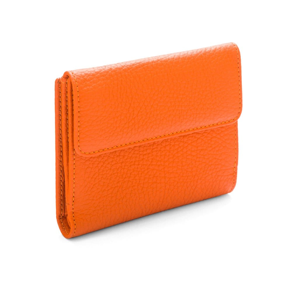 Women's leather purse with 6 cards and coins, orange, coin purse