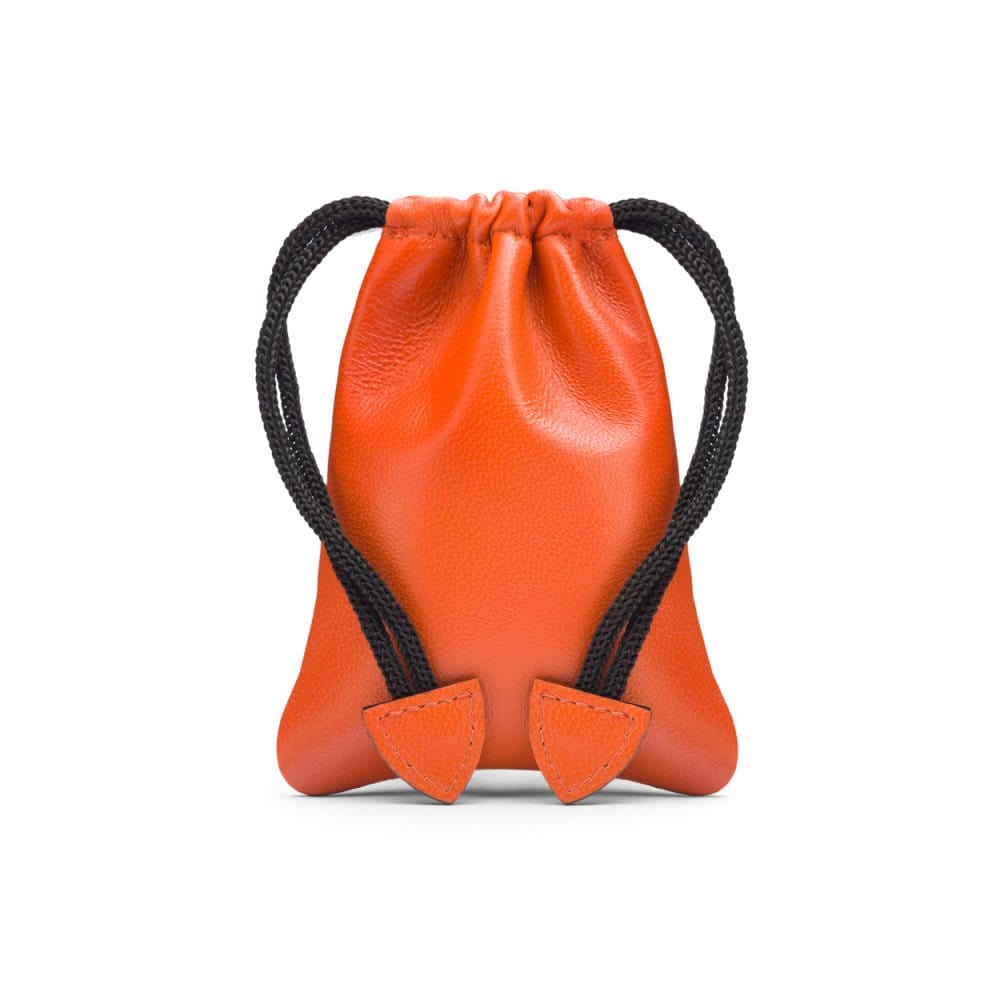 Orange Leather Drawstring Coin Pouch