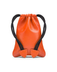 Orange Leather Drawstring Coin Pouch