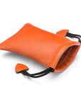 Orange Leather Drawstring Coin Pouch