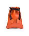 Orange Leather Drawstring Coin Pouch