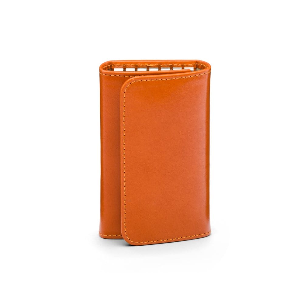 Key wallet with detachable key fob, orange, front