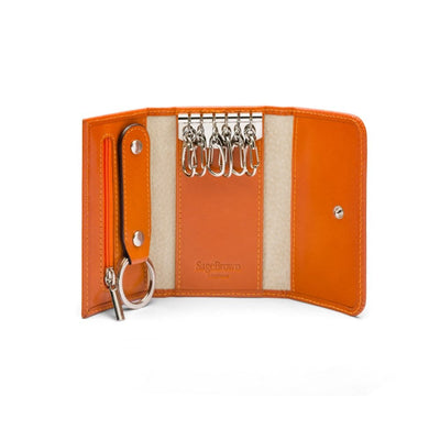 Leather Key Ring Wallet, Orange | Key Case | SageBrown