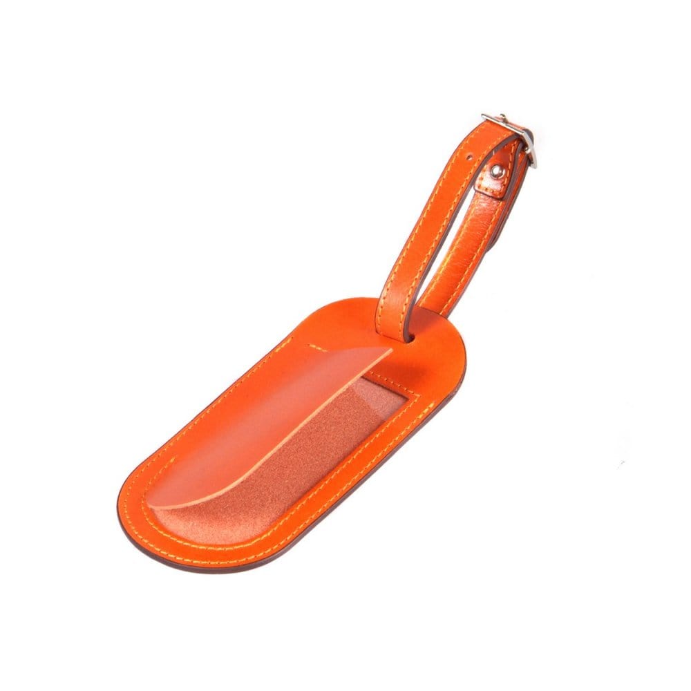 Leather luggage tag, orange