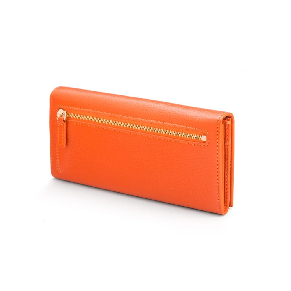 Leather Mayfair concertina purse, orange, back