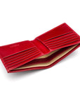 Men's leather billfold wallet, red, inside