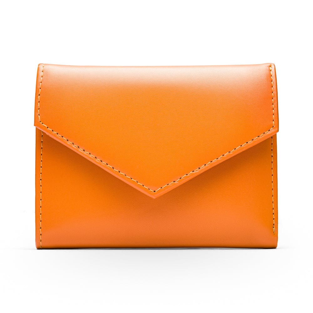RFID blocking leather envelope purse, orange, front
