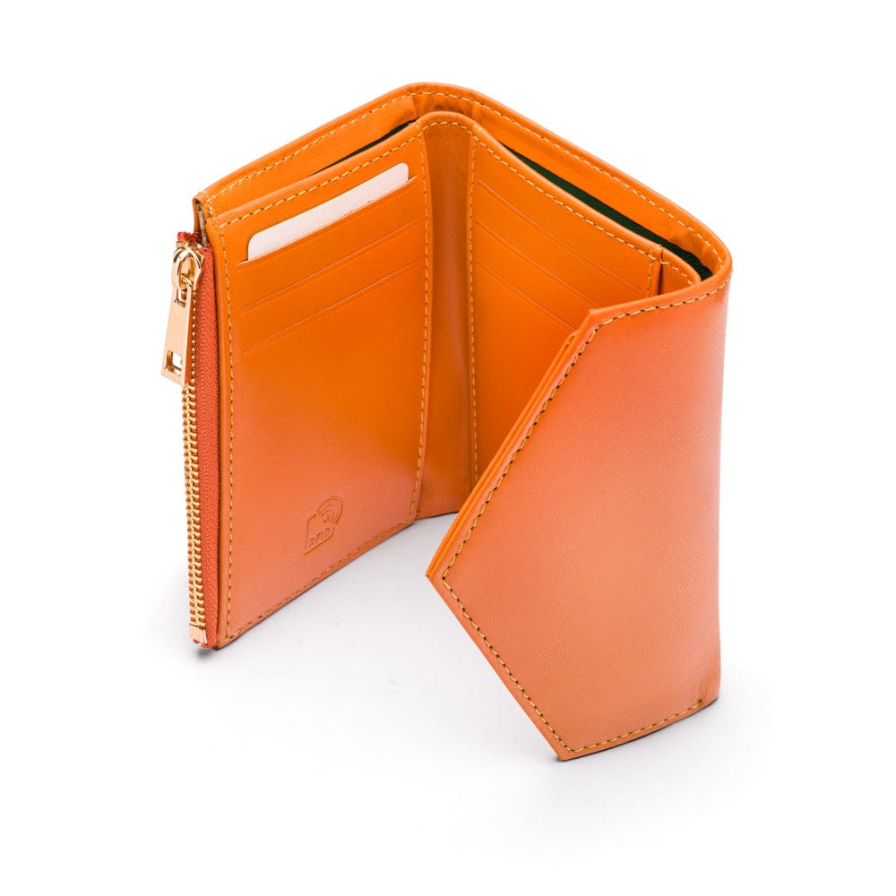 RFID blocking leather envelope purse, orange, interior